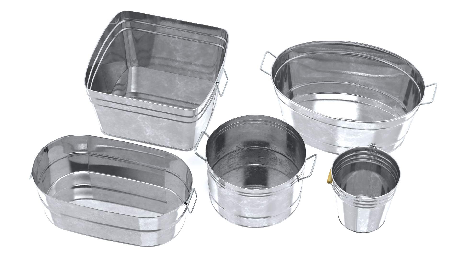 3D model Galvanized Metal Container Set