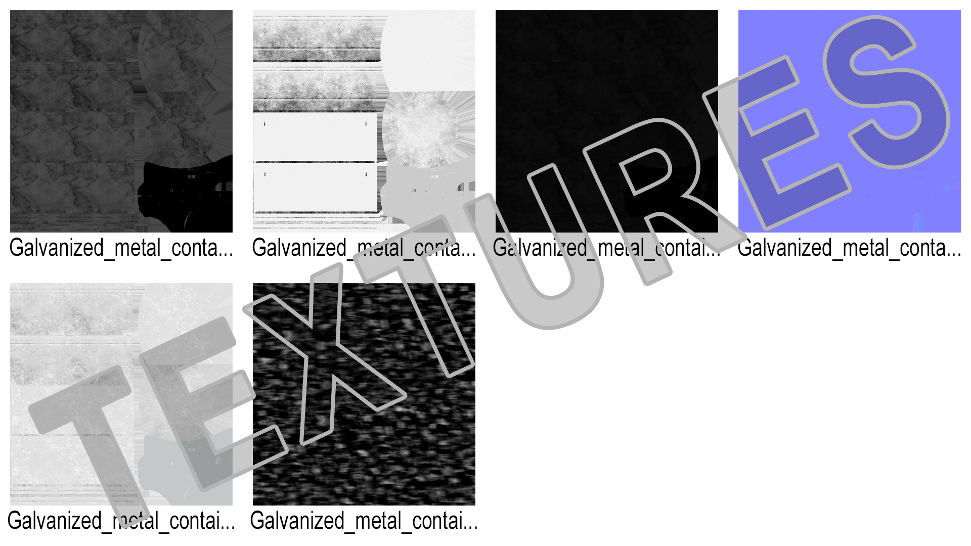 3D model Galvanized Metal Container Set