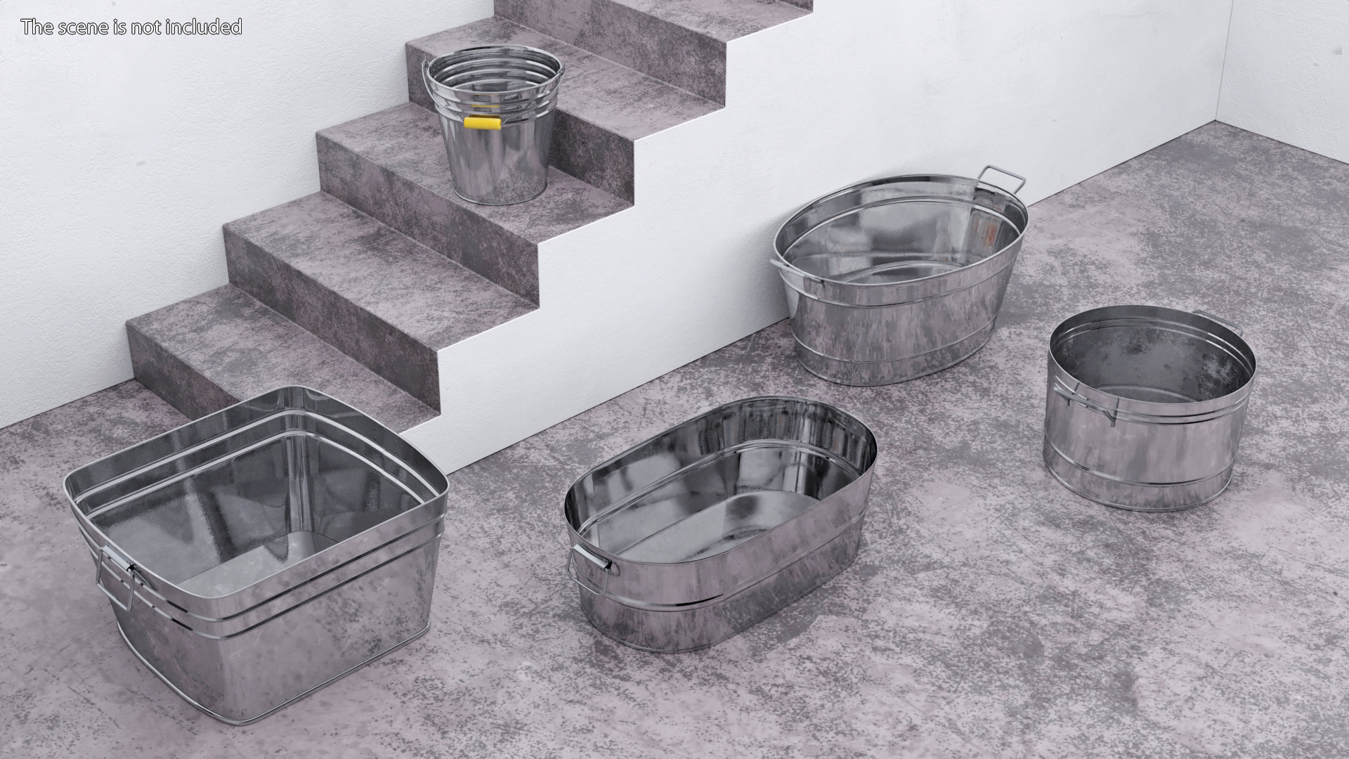 3D model Galvanized Metal Container Set