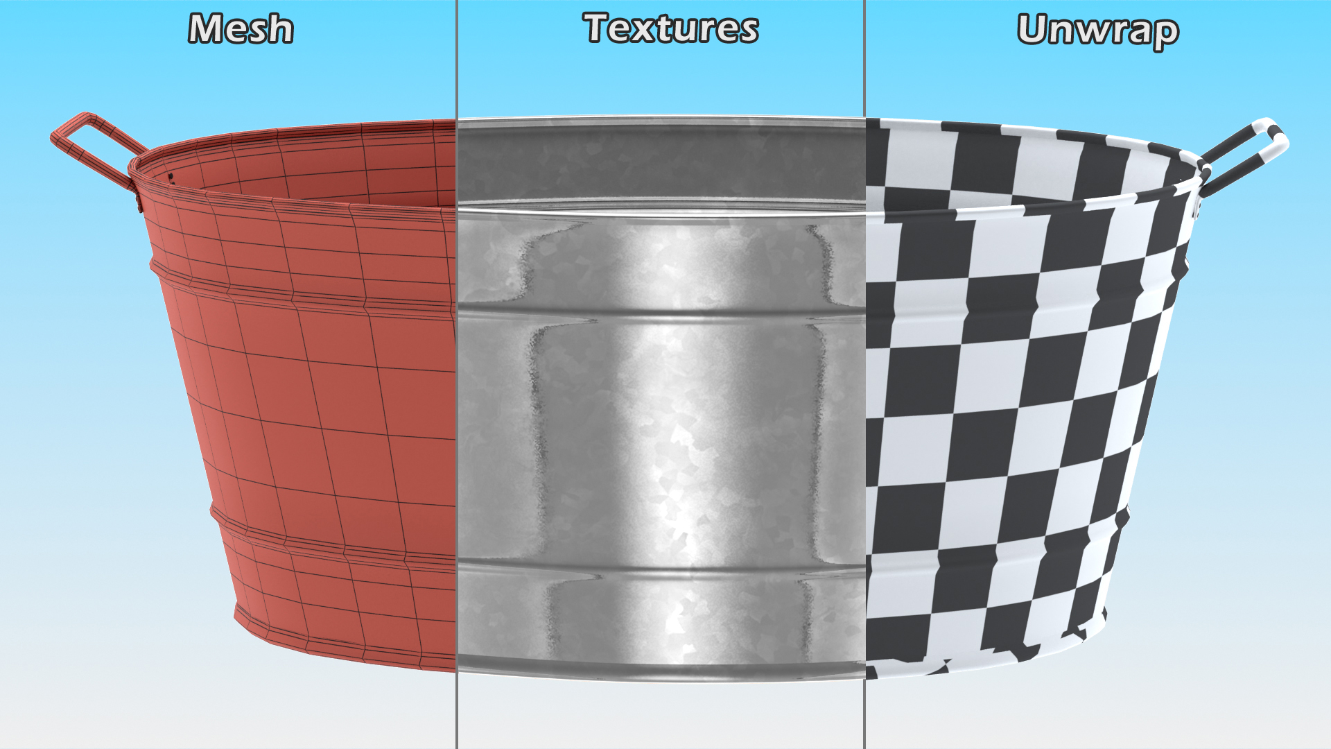 3D model Galvanized Metal Container Set