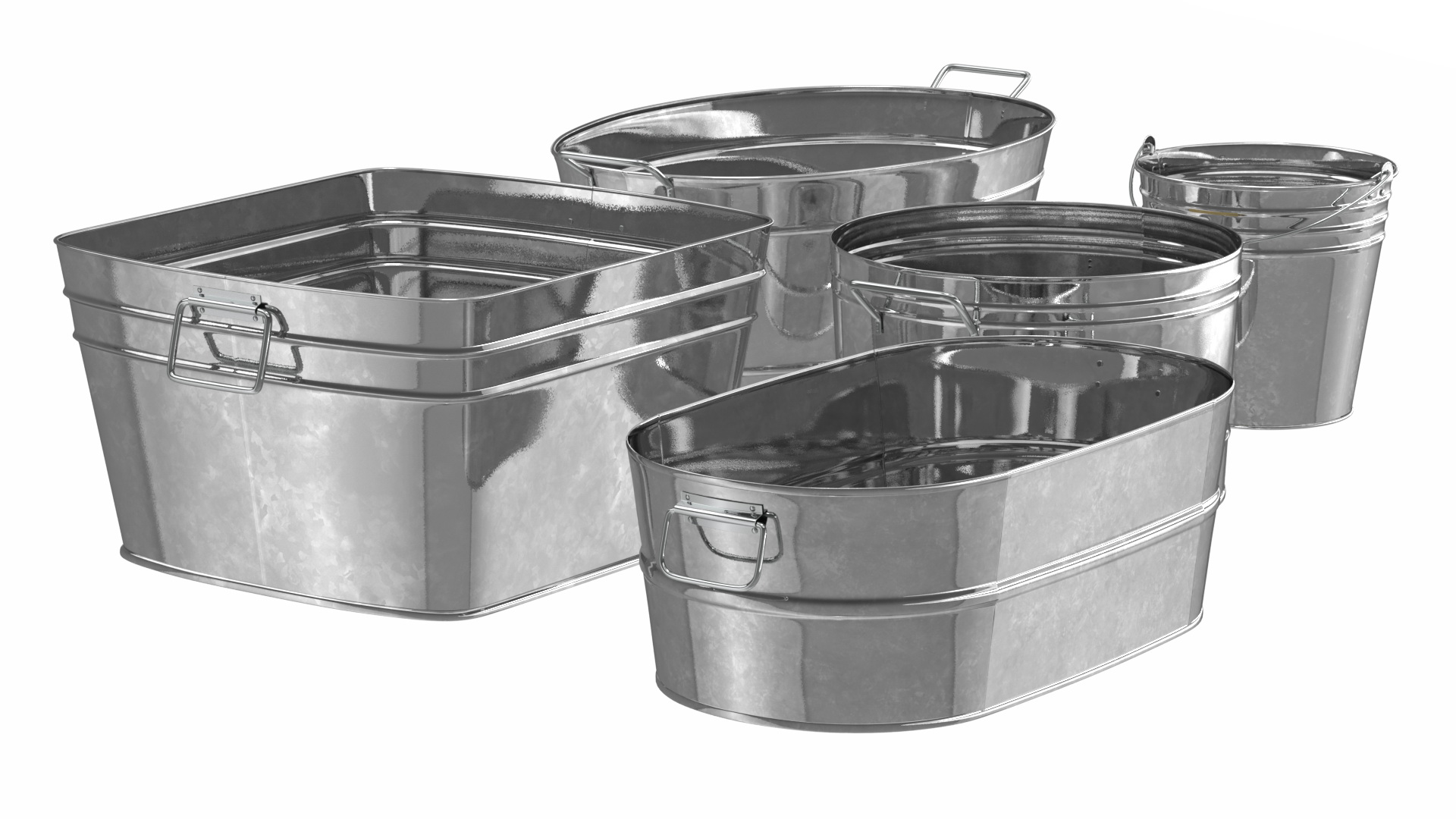 3D model Galvanized Metal Container Set