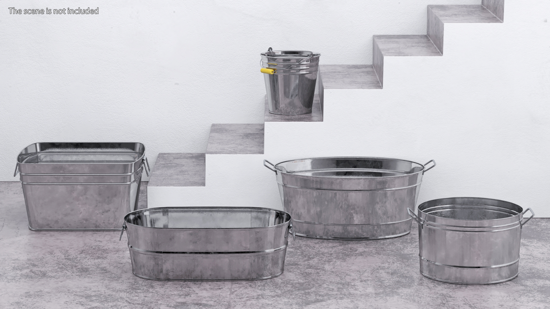 3D model Galvanized Metal Container Set