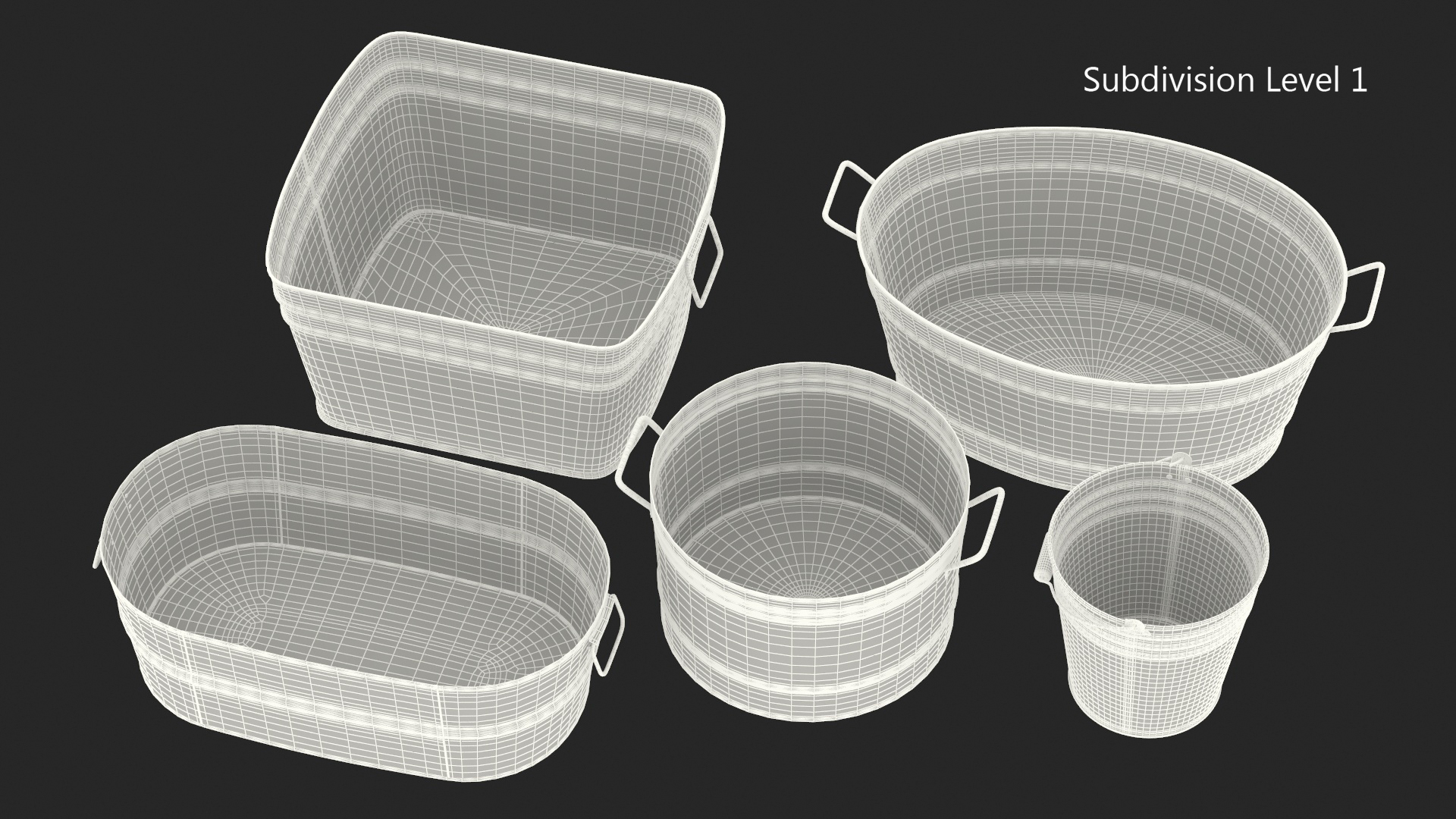 3D model Galvanized Metal Container Set