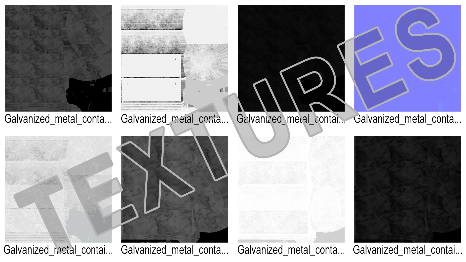 3D model Galvanized Metal Container Set