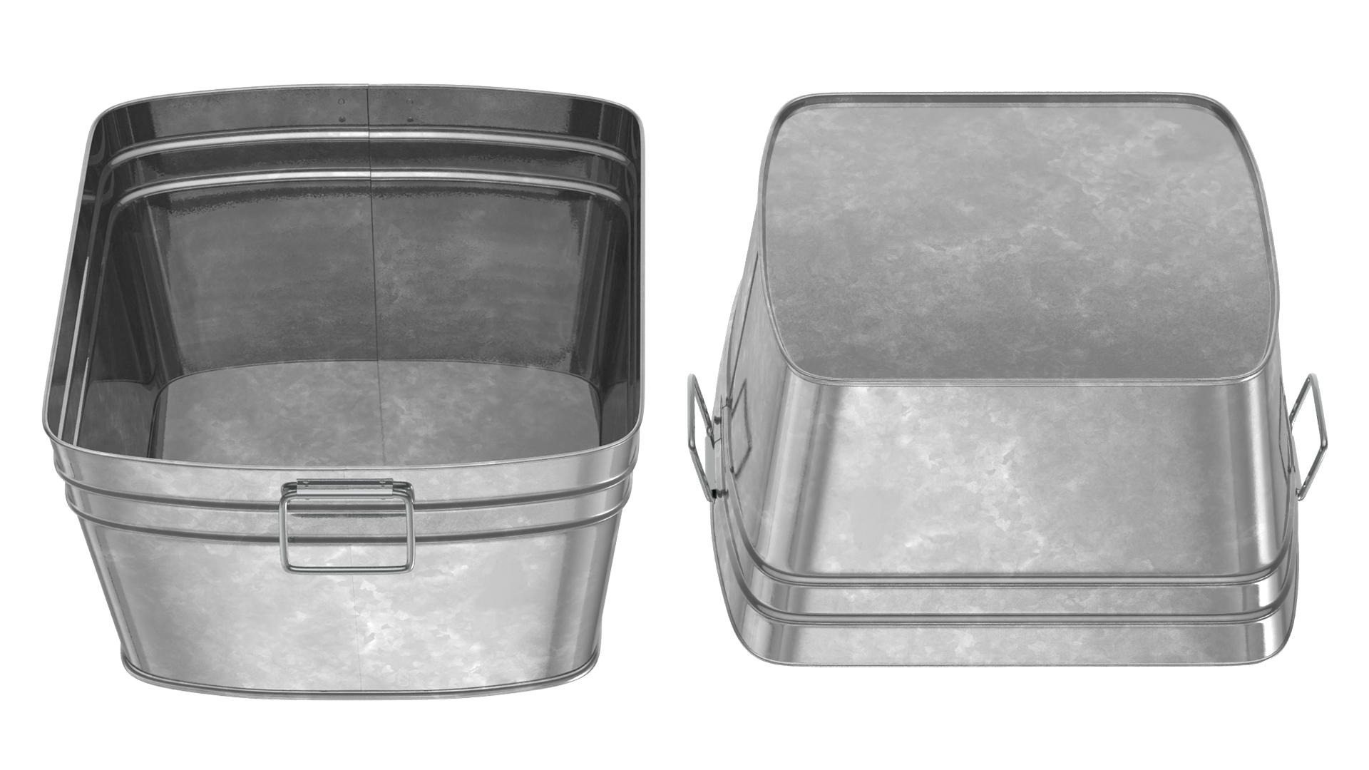 3D model Galvanized Metal Container Set
