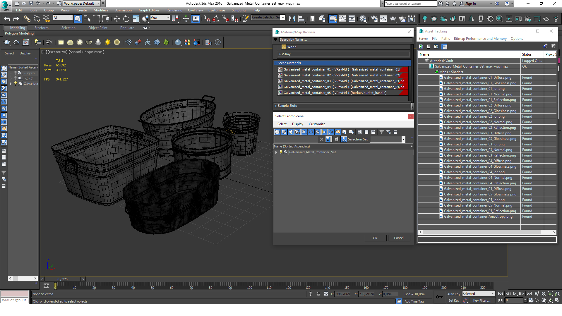 3D model Galvanized Metal Container Set