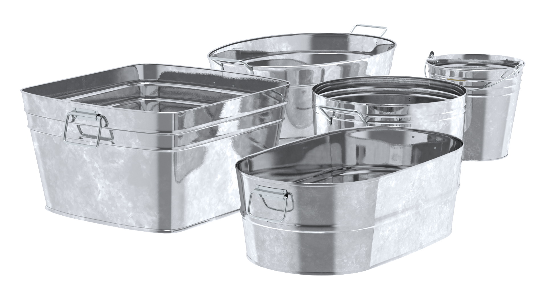 3D model Galvanized Metal Container Set