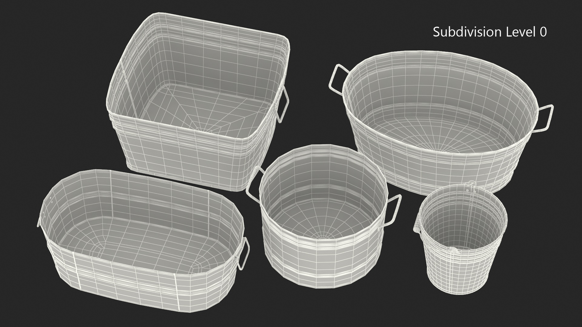 3D model Galvanized Metal Container Set