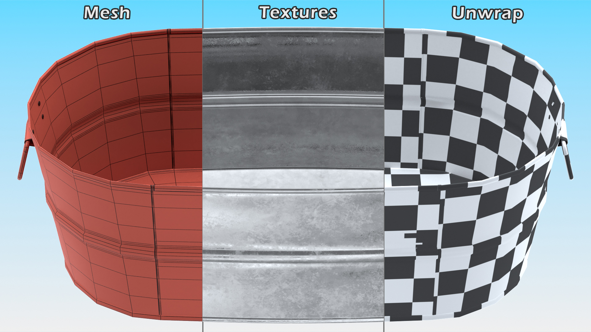 3D model Galvanized Metal Container Set