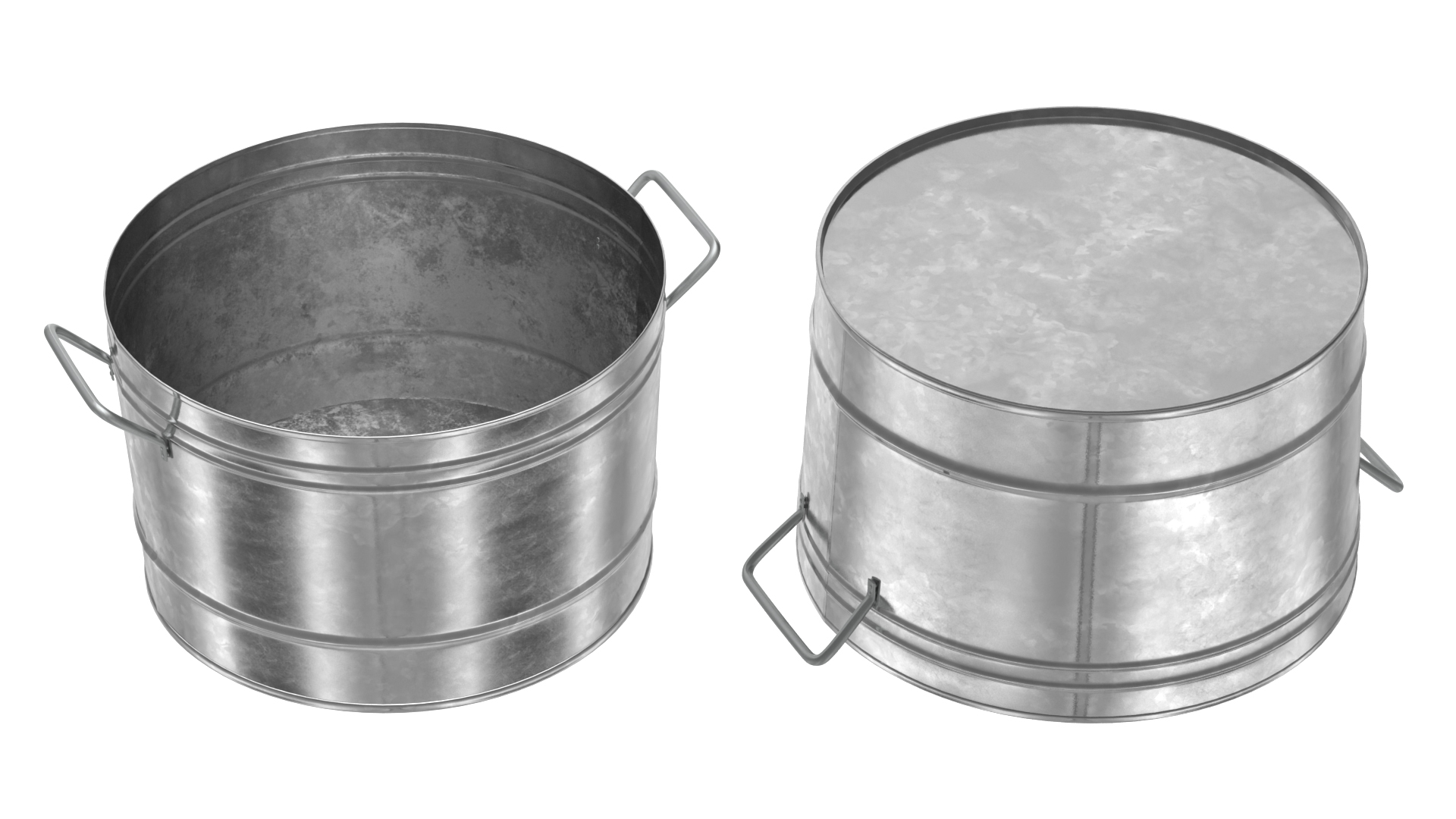 3D model Galvanized Metal Container Set