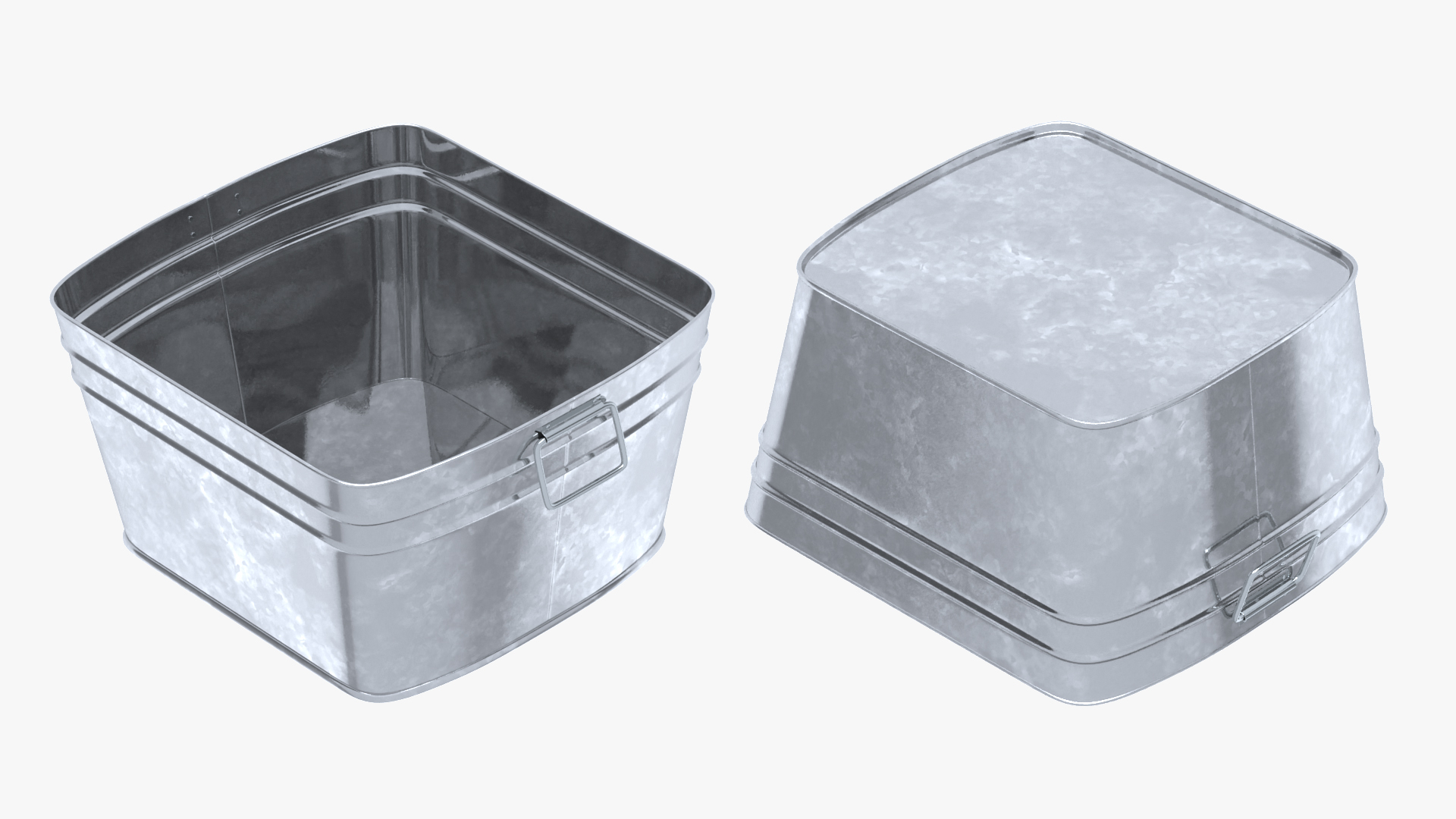 3D model Galvanized Metal Container Set