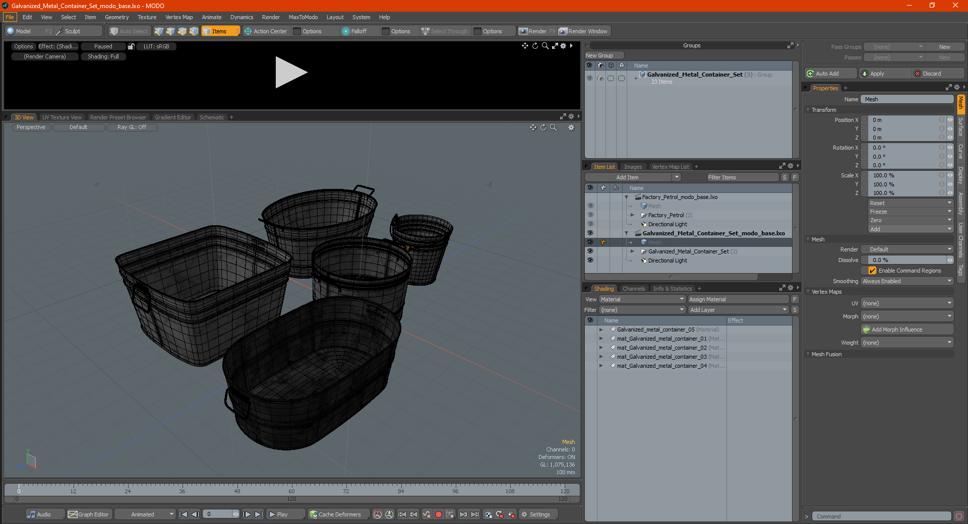 3D model Galvanized Metal Container Set