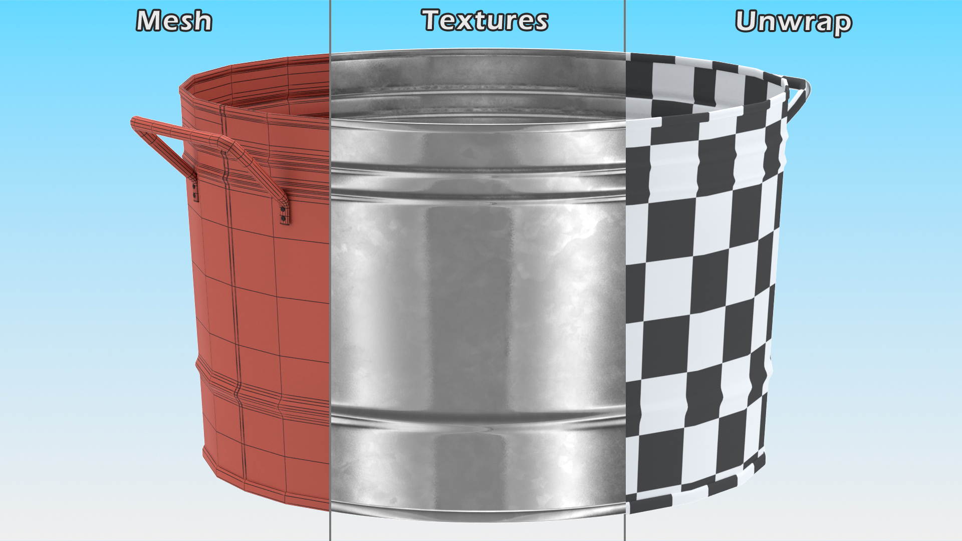 3D model Galvanized Metal Container Set