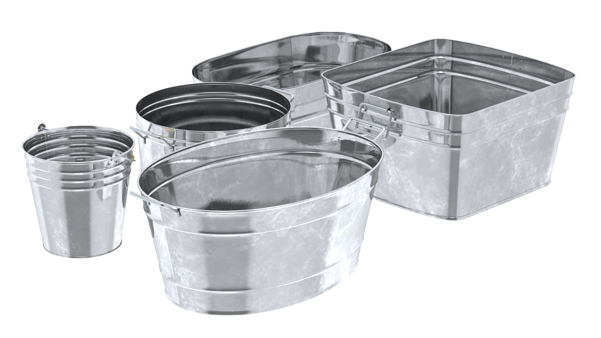 3D model Galvanized Metal Container Set