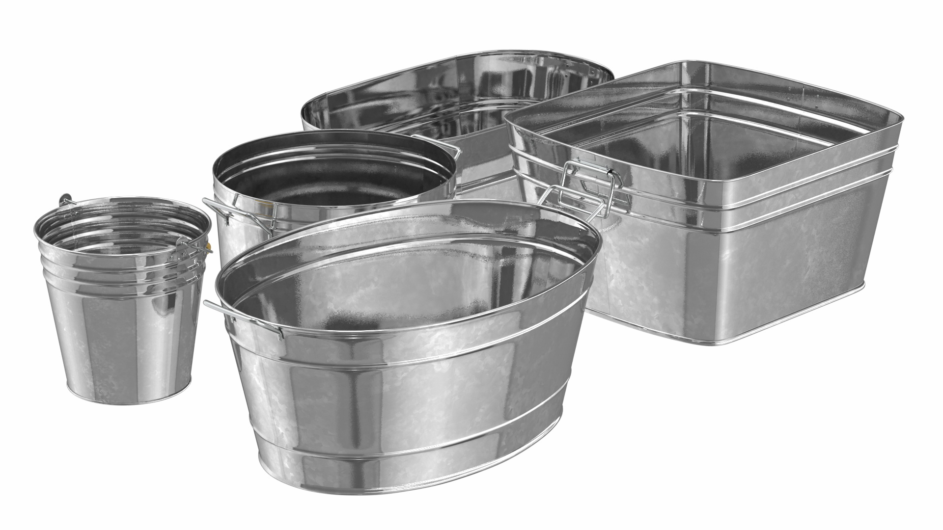 3D model Galvanized Metal Container Set