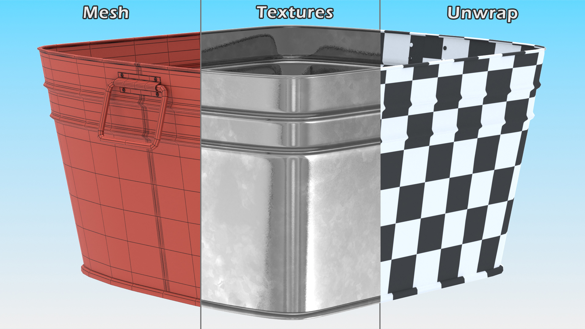3D model Galvanized Metal Container Set