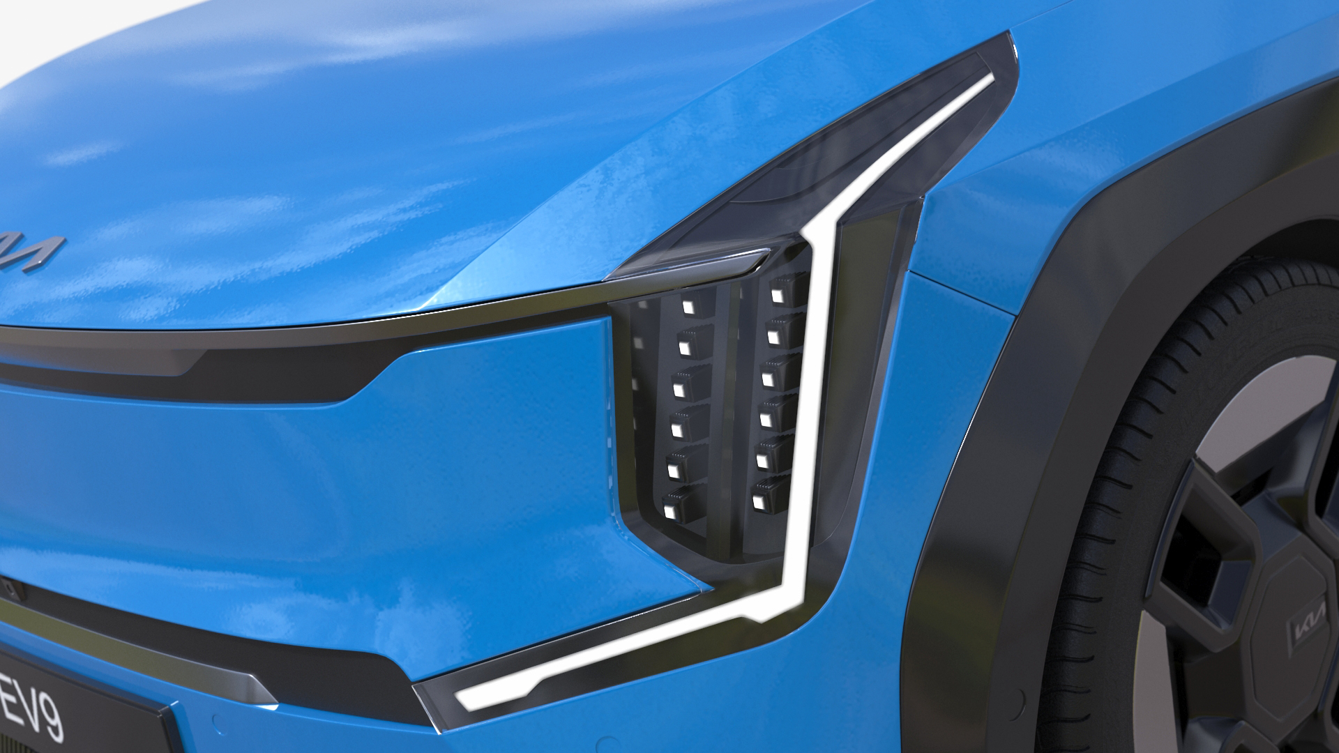 3D KIA EV9 SUV Ocean Blue Simplified model