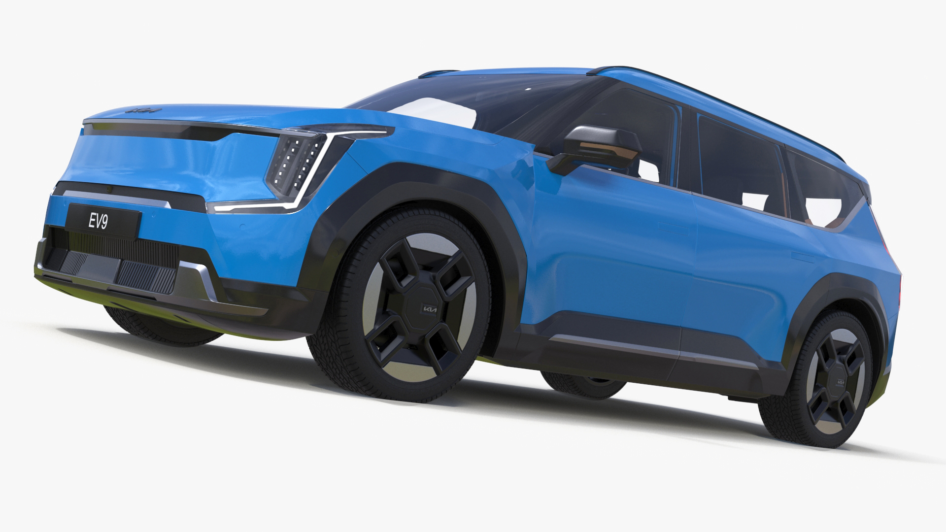 3D KIA EV9 SUV Ocean Blue Simplified model