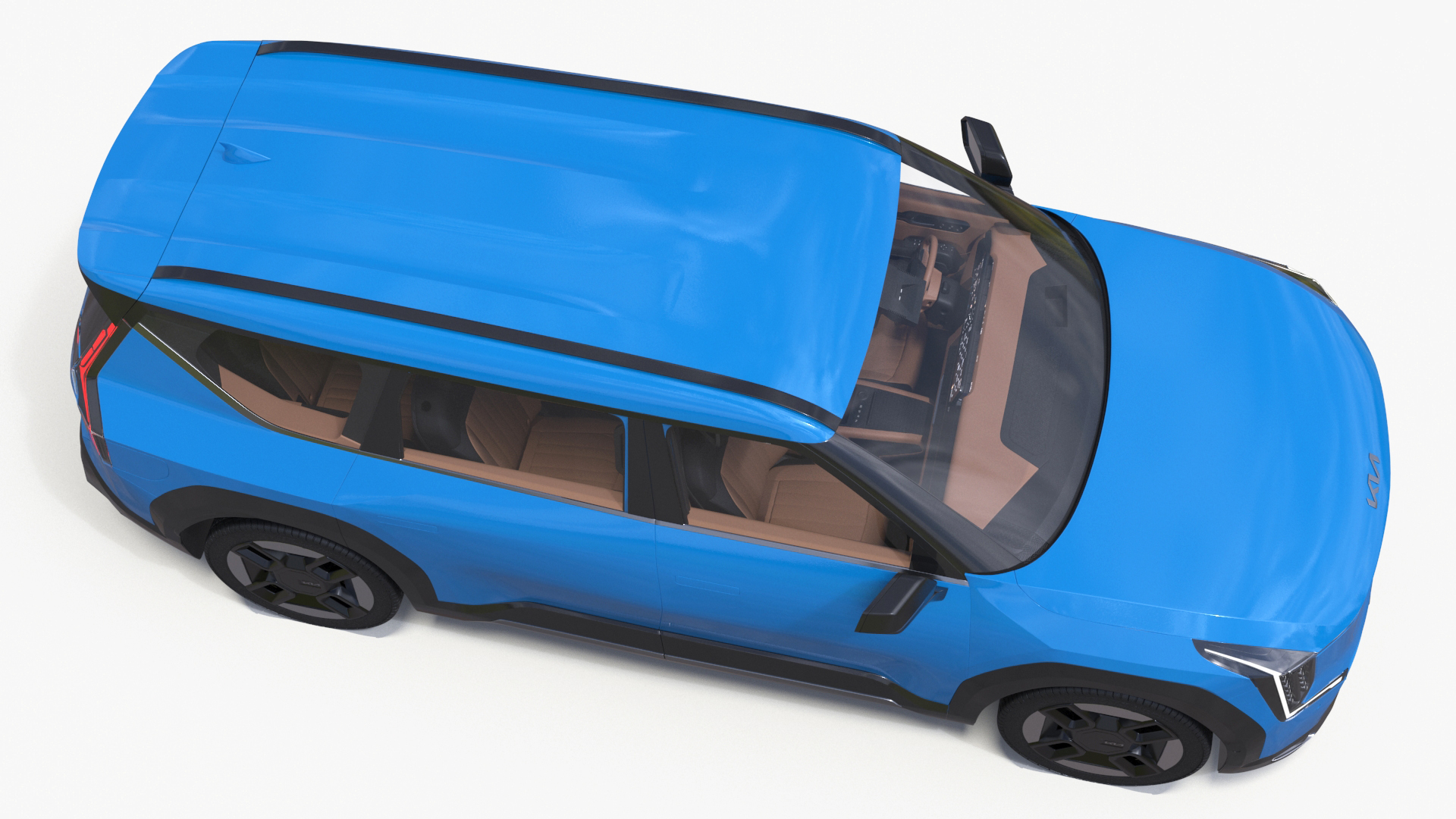3D KIA EV9 SUV Ocean Blue Simplified model