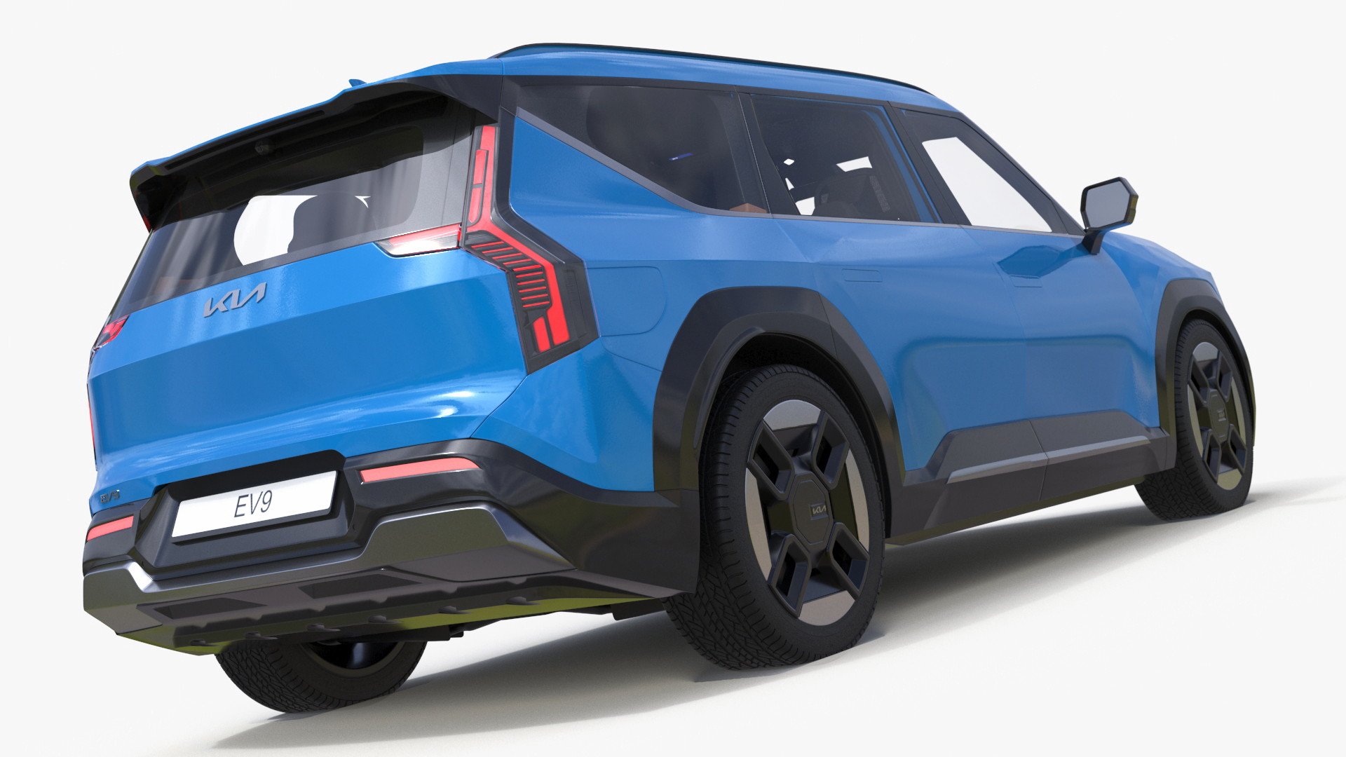 3D KIA EV9 SUV Ocean Blue Simplified model
