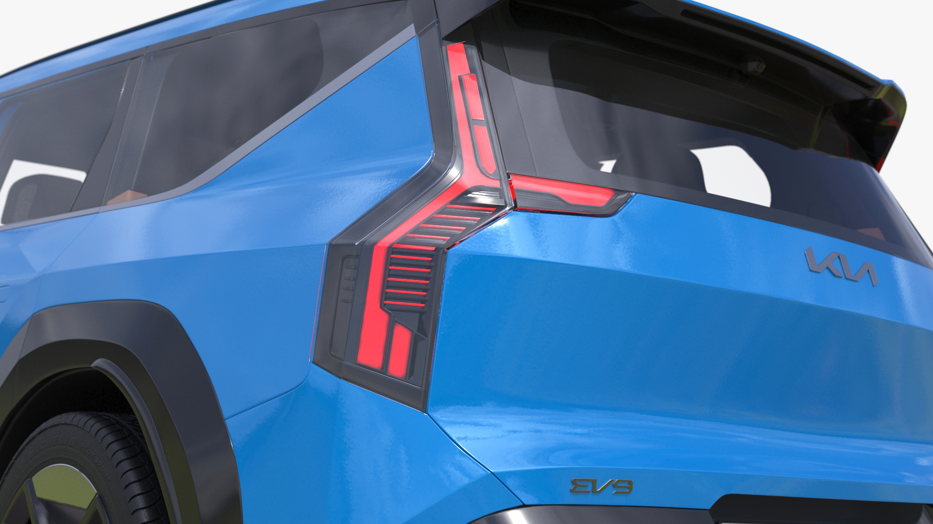 3D KIA EV9 SUV Ocean Blue Simplified model