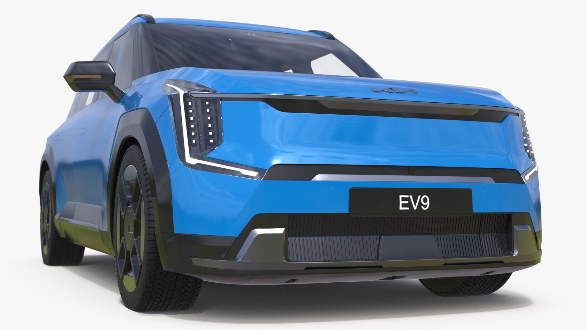 3D KIA EV9 SUV Ocean Blue Simplified model