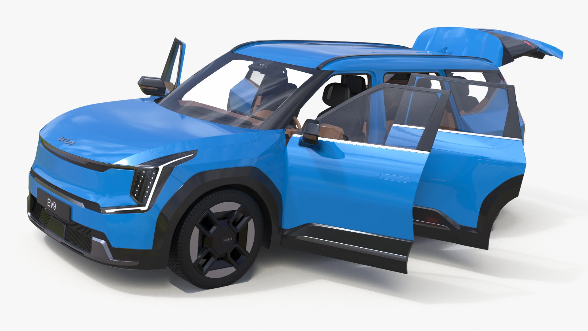 3D KIA EV9 SUV Ocean Blue Simplified model