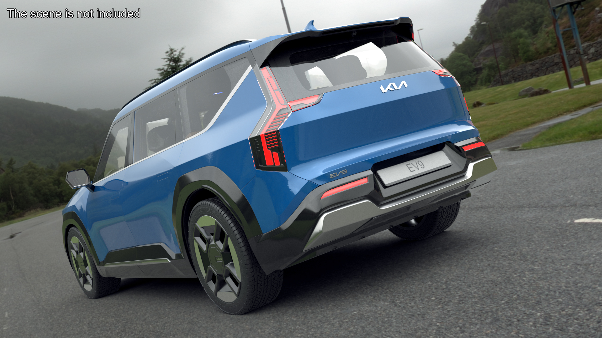 3D KIA EV9 SUV Ocean Blue Simplified model