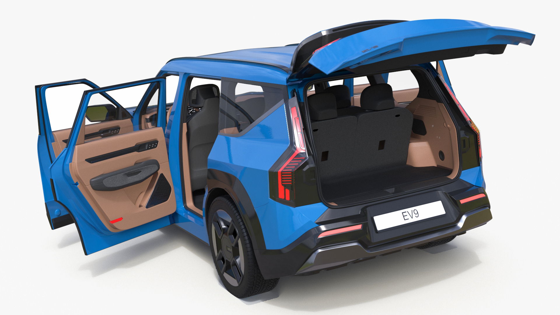 3D KIA EV9 SUV Ocean Blue Simplified model