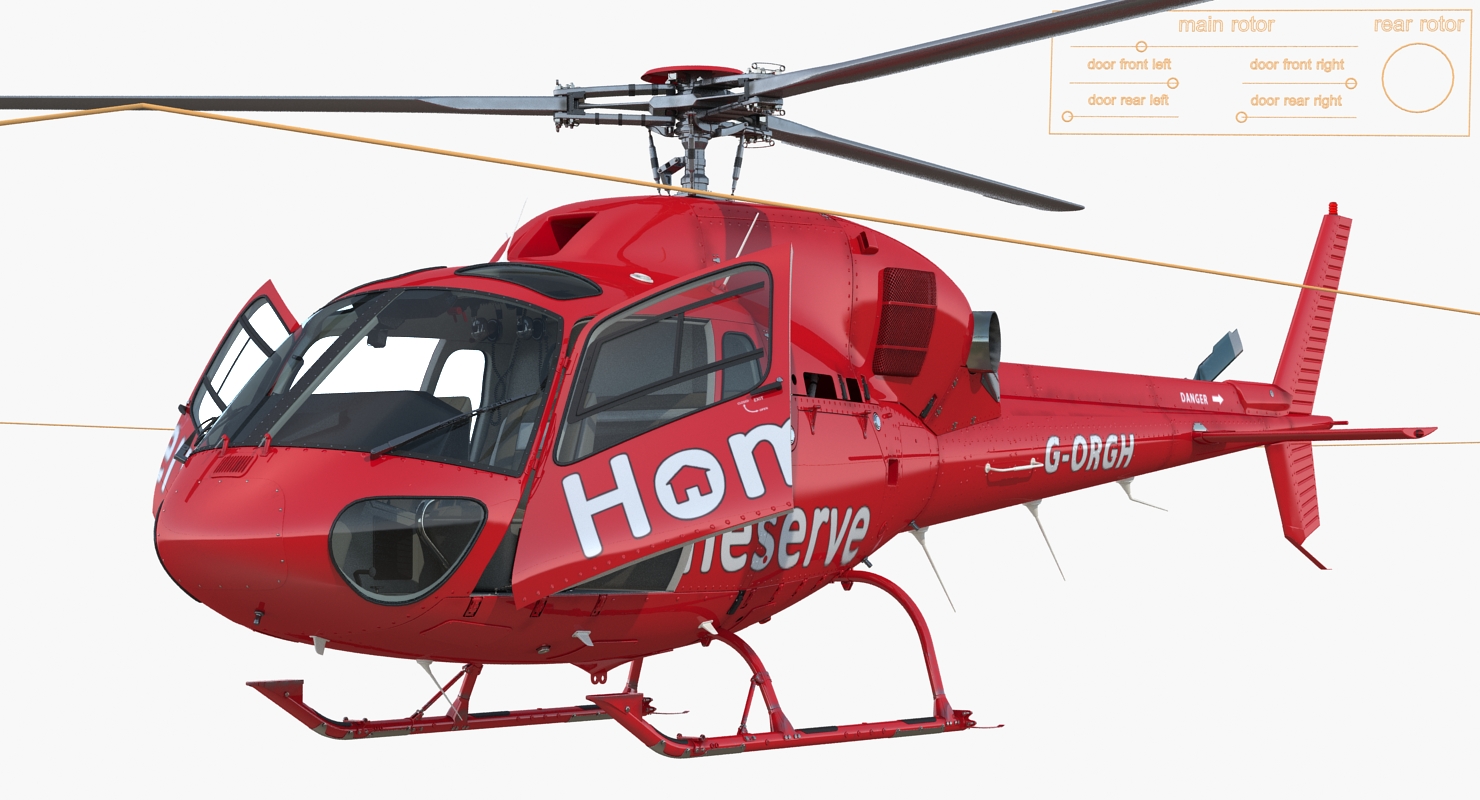 3D Homeserve Helicopter Eurocopter AS 355N Rigged