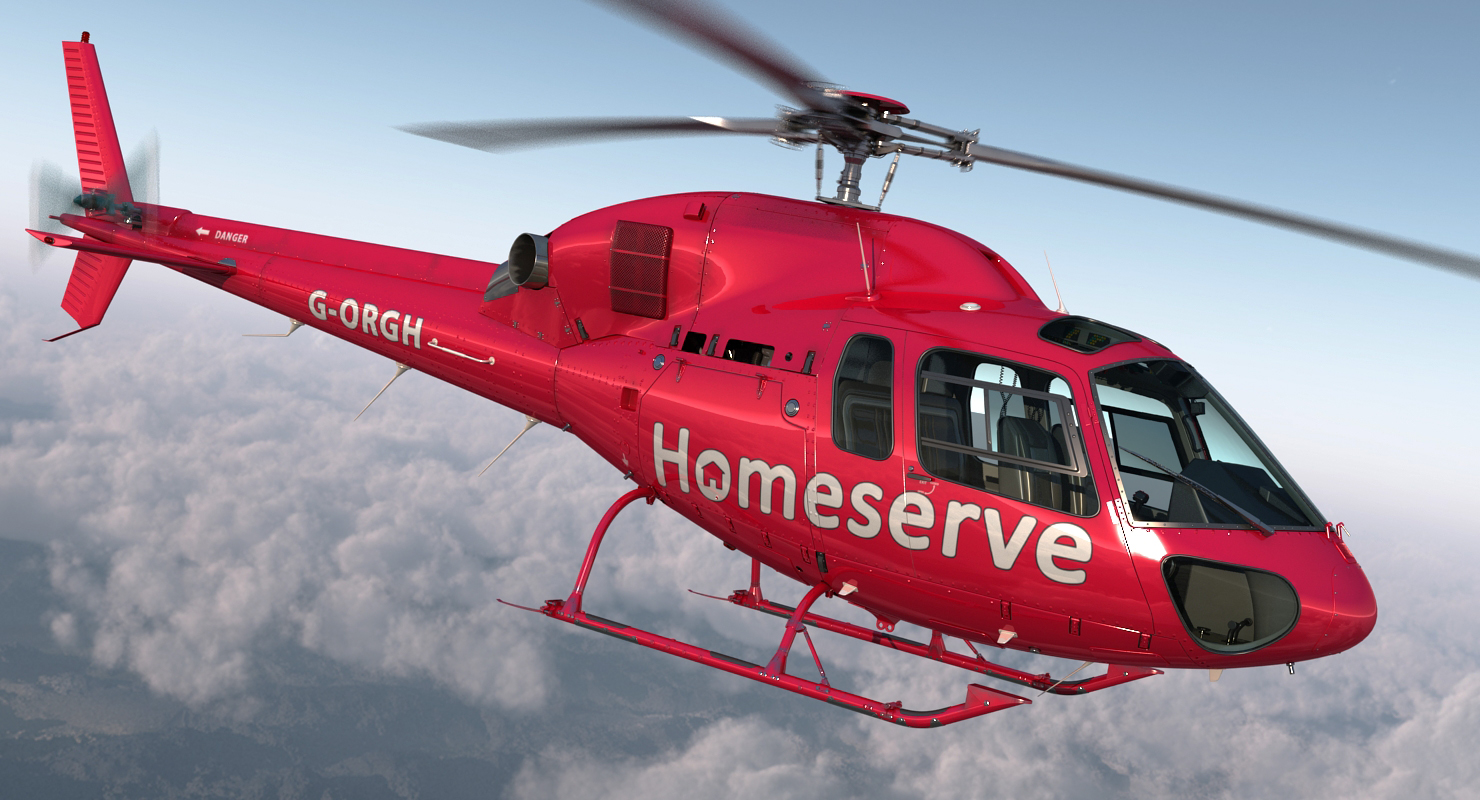 3D Homeserve Helicopter Eurocopter AS 355N Rigged