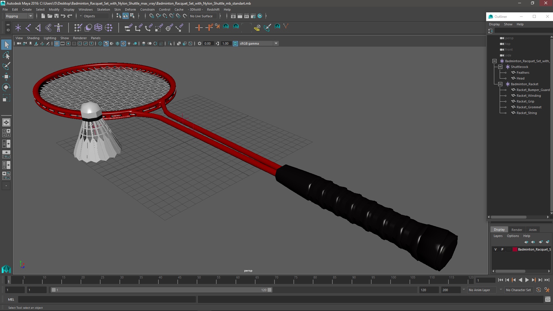 3D model Badminton Racquet Set With Nylon Shuttle