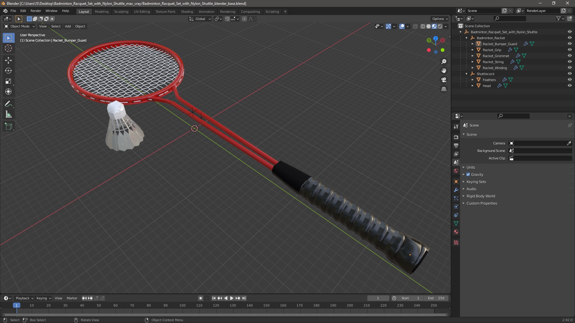 3D model Badminton Racquet Set With Nylon Shuttle