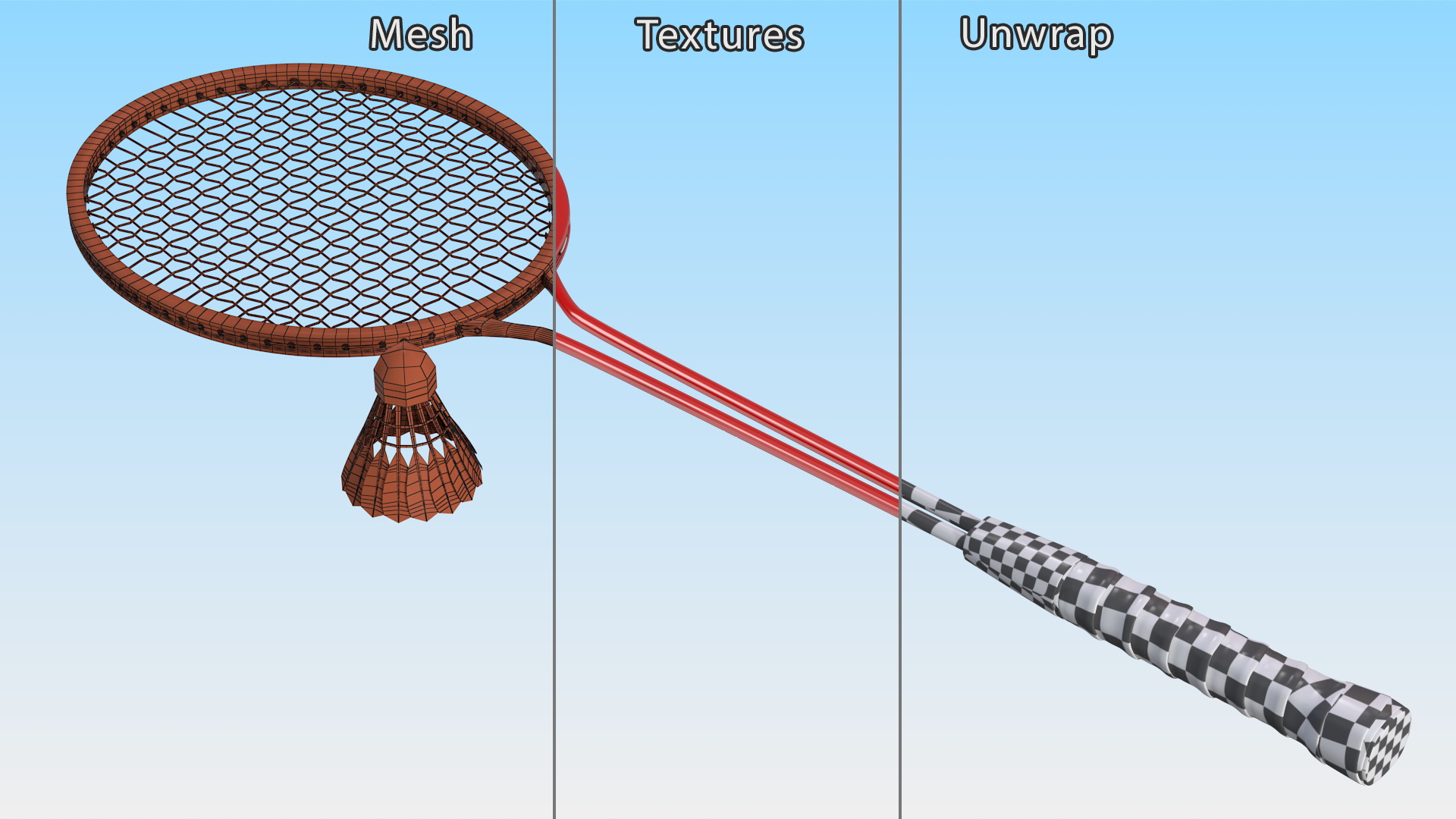 3D model Badminton Racquet Set With Nylon Shuttle