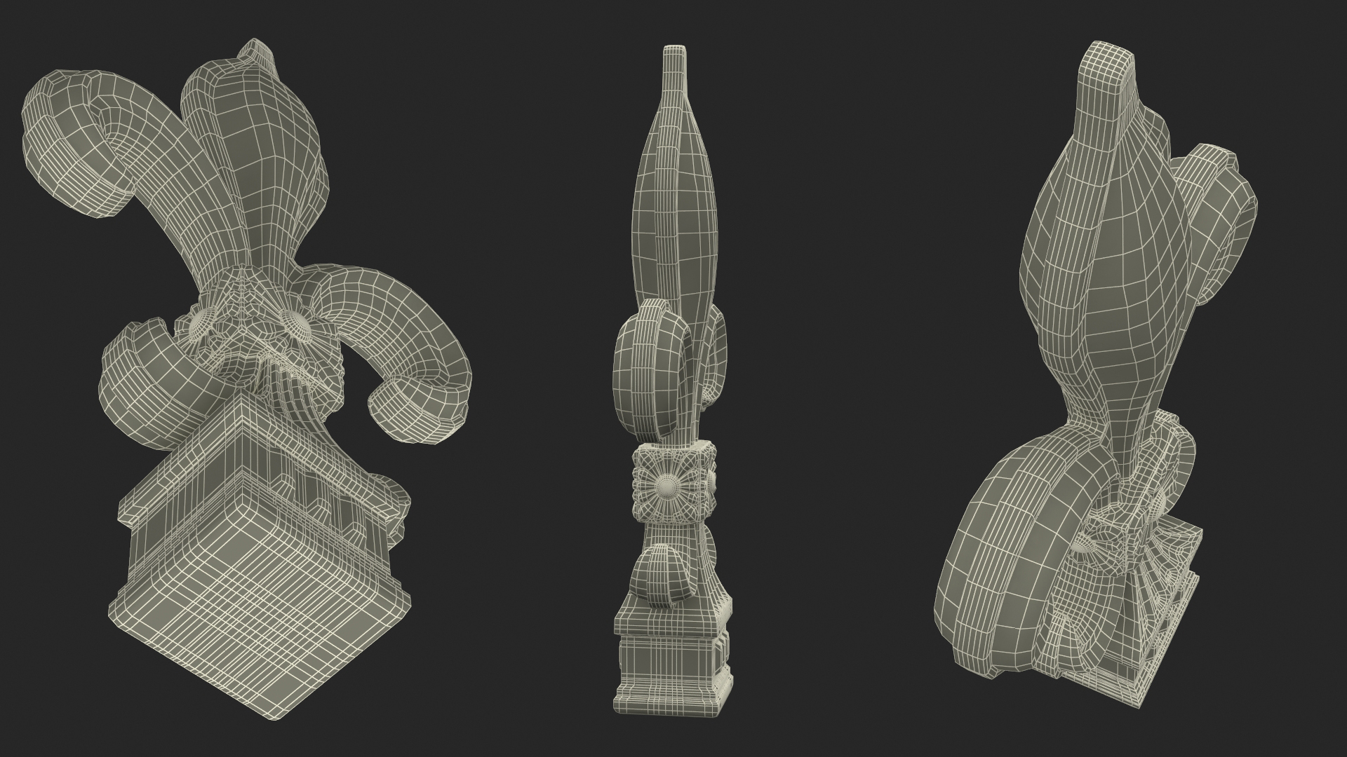 3D Fleur De Lis Sculpture Black model