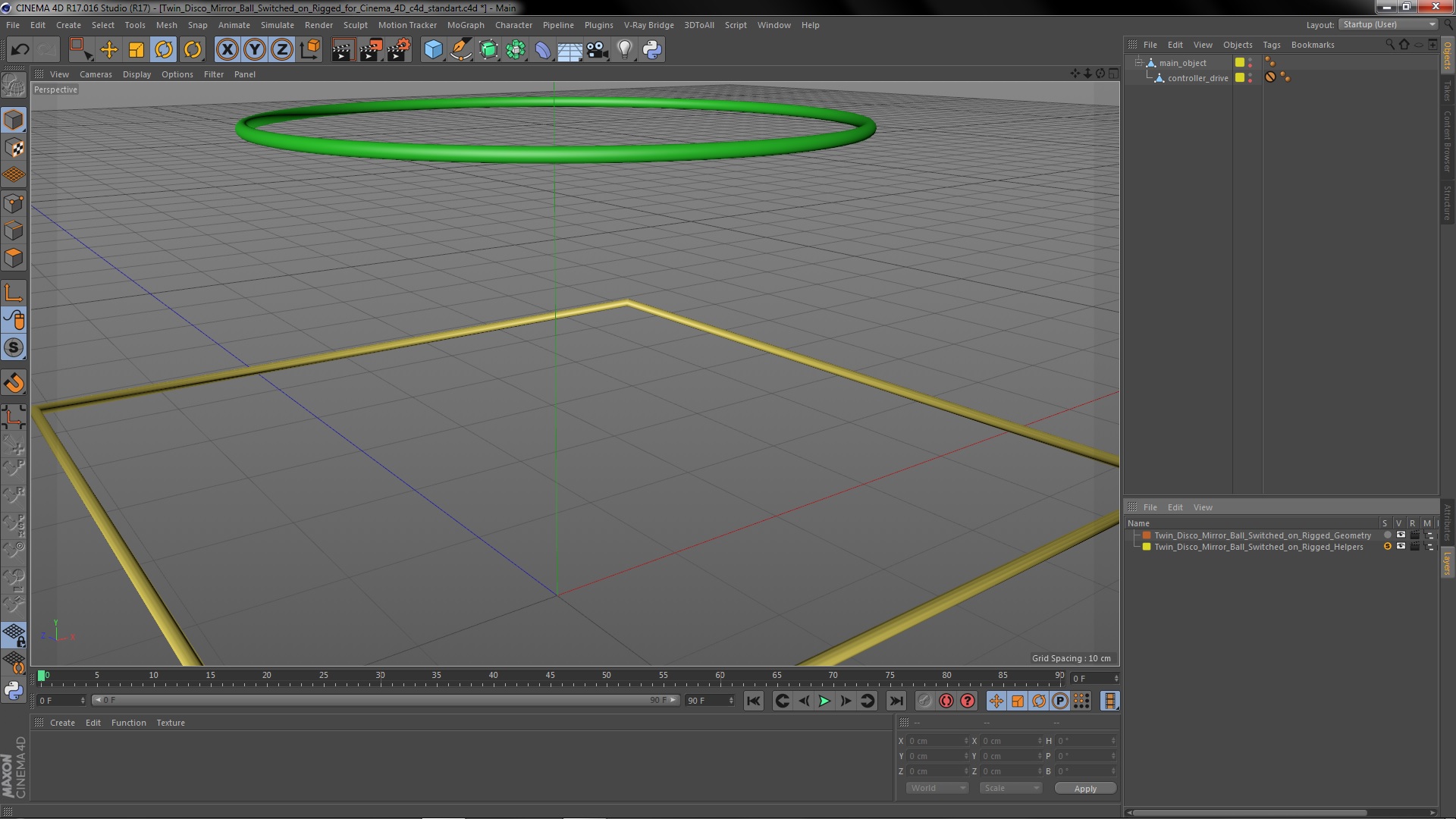 3D model Twin Disco Mirror Ball Switched on Rigged for Cinema 4D