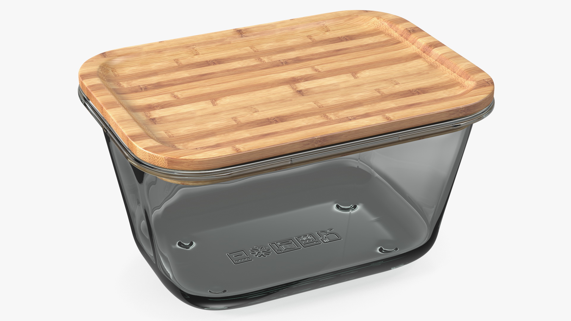 3D model Rectangular Glass Food Container with Bamboo Lid 1800ml
