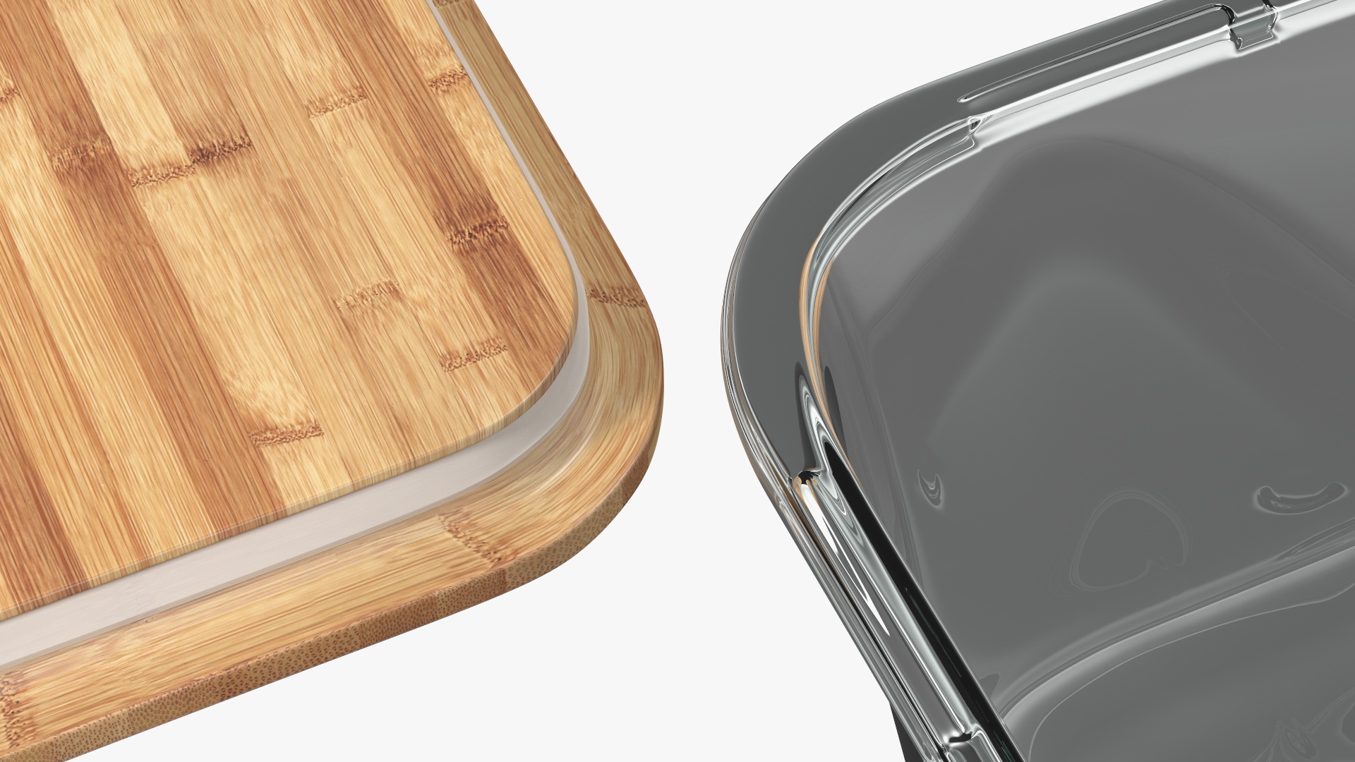 3D model Rectangular Glass Food Container with Bamboo Lid 1800ml