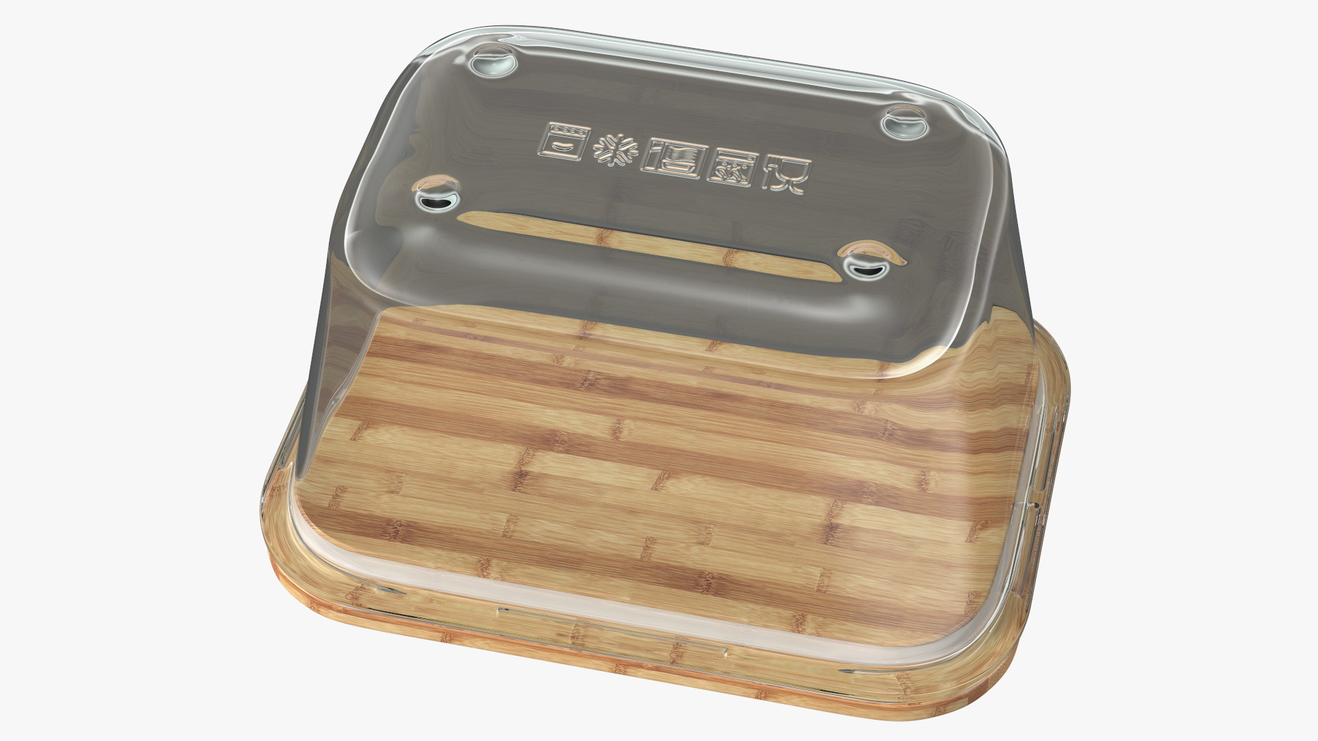 3D model Rectangular Glass Food Container with Bamboo Lid 1800ml