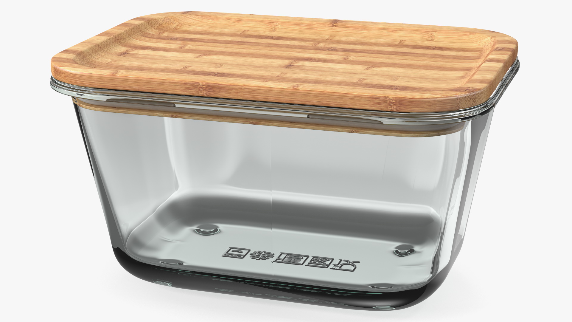 3D model Rectangular Glass Food Container with Bamboo Lid 1800ml