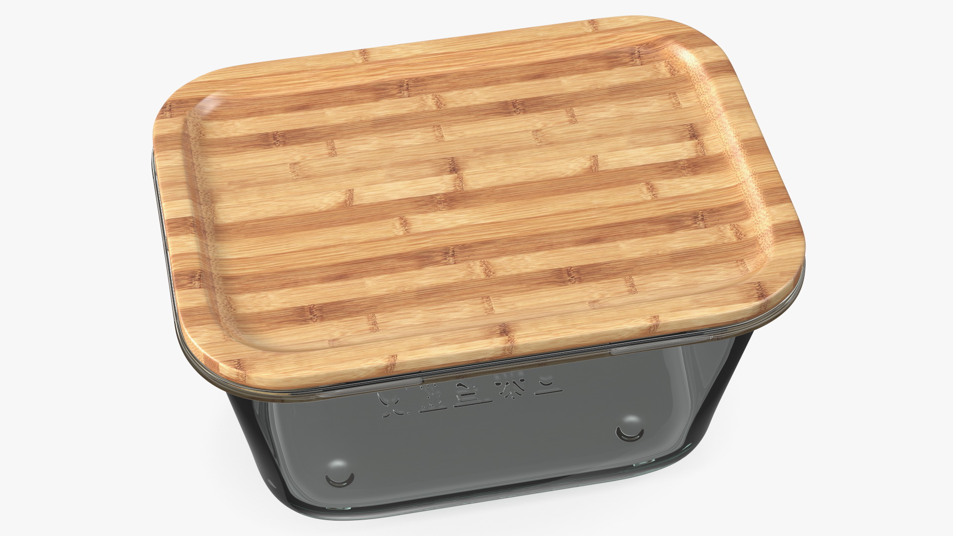3D model Rectangular Glass Food Container with Bamboo Lid 1800ml