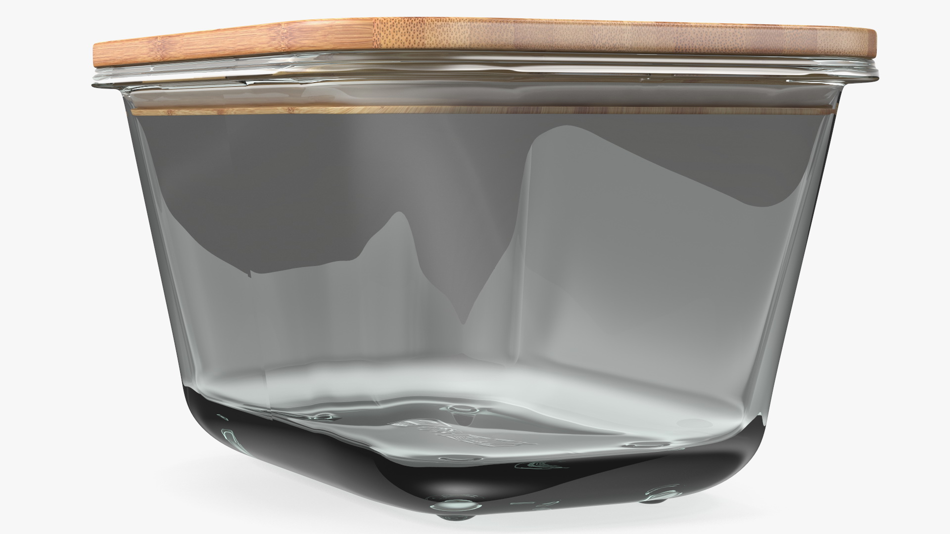 3D model Rectangular Glass Food Container with Bamboo Lid 1800ml