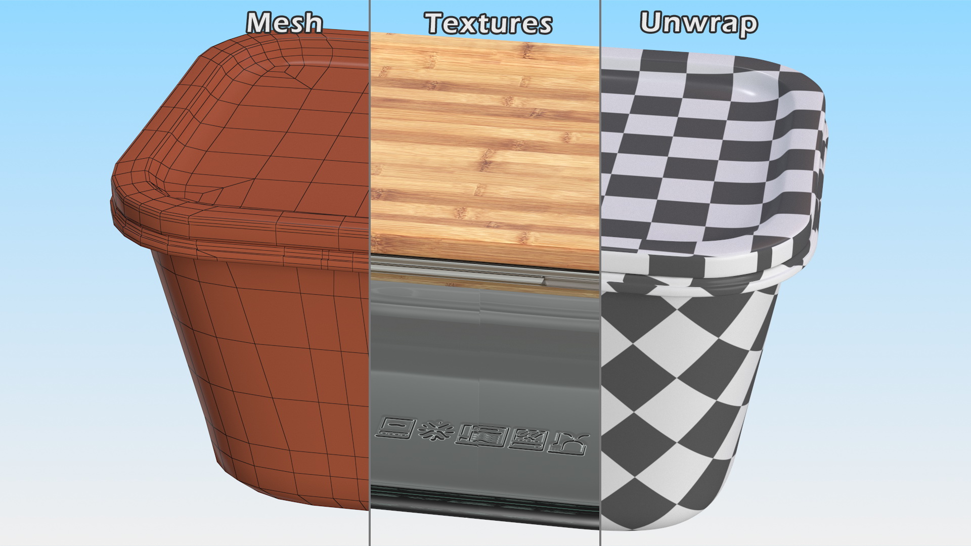 3D model Rectangular Glass Food Container with Bamboo Lid 1800ml
