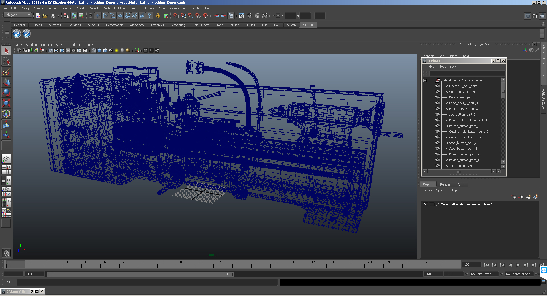 Metal Lathe Machine Generic 3D
