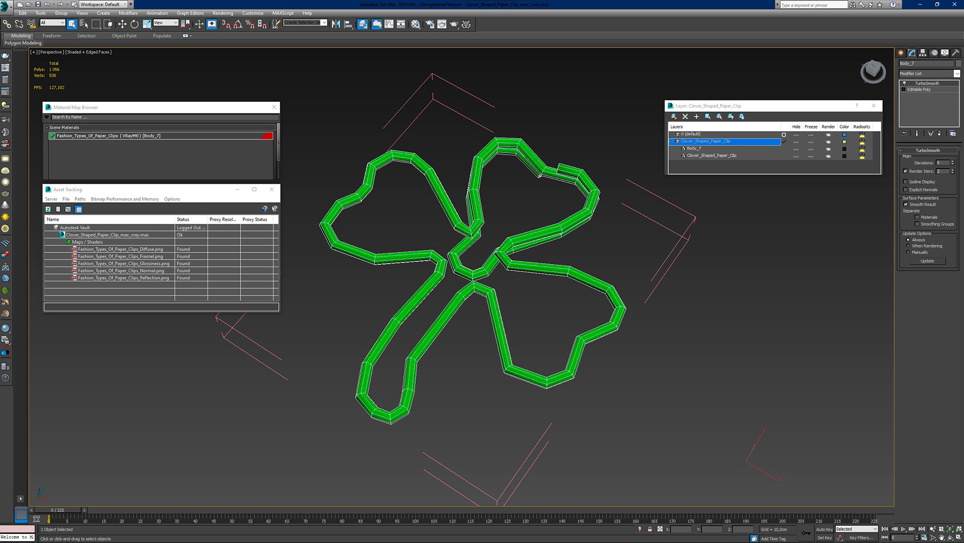Clover Shaped Paper Clip 3D model