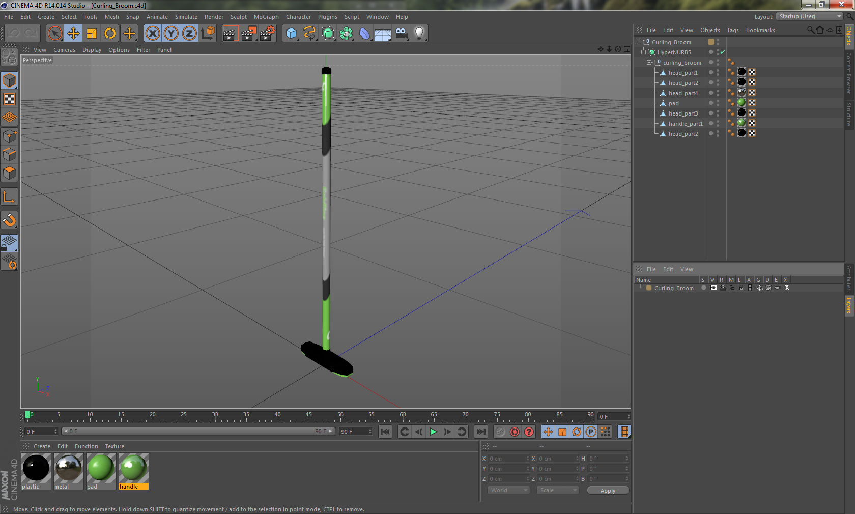 3D Curling Broom model