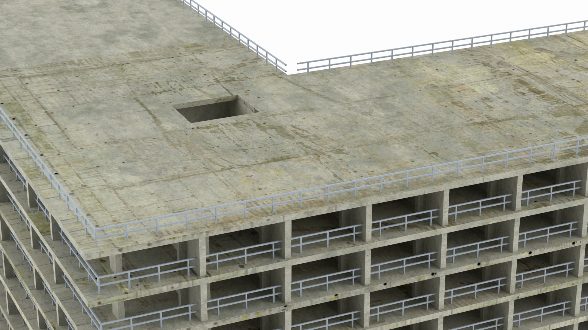 Construction Site with Unfinished High-Rise Building 3D