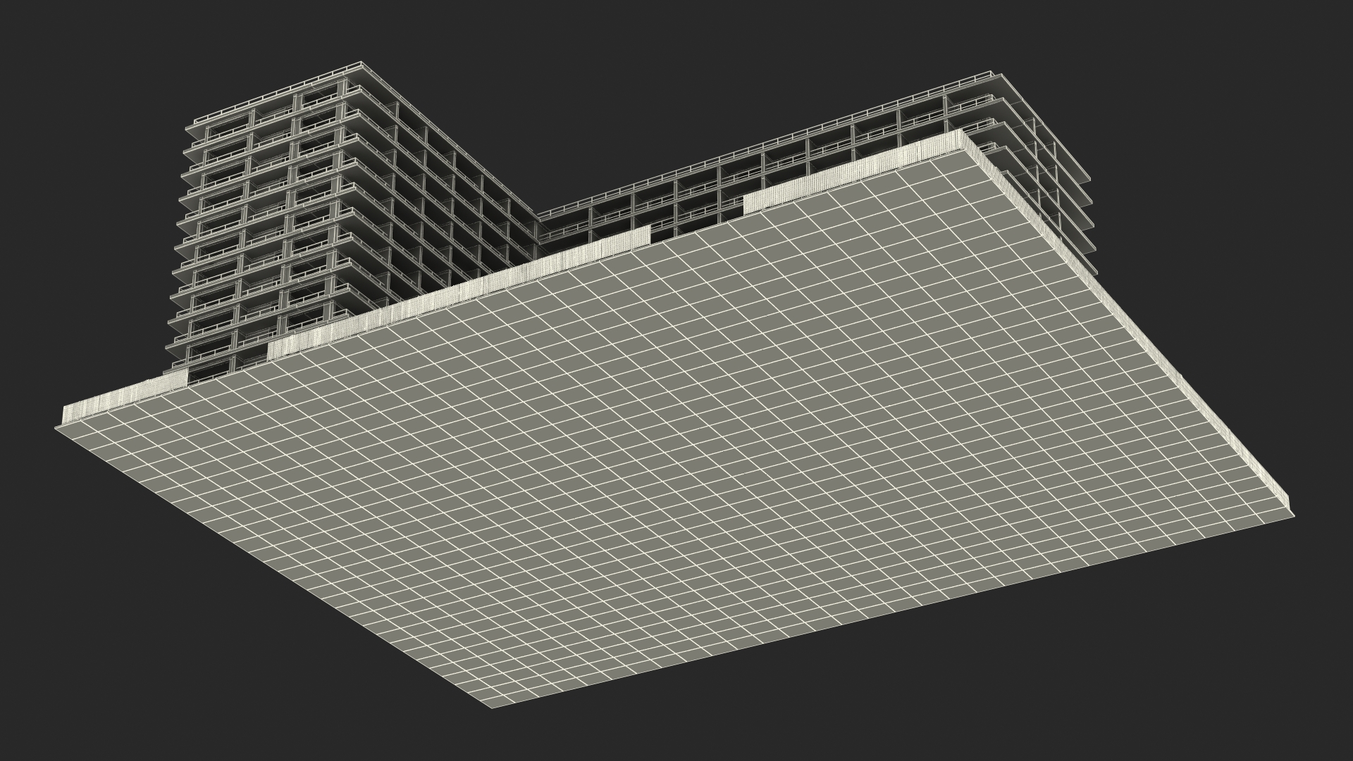 Construction Site with Unfinished High-Rise Building 3D