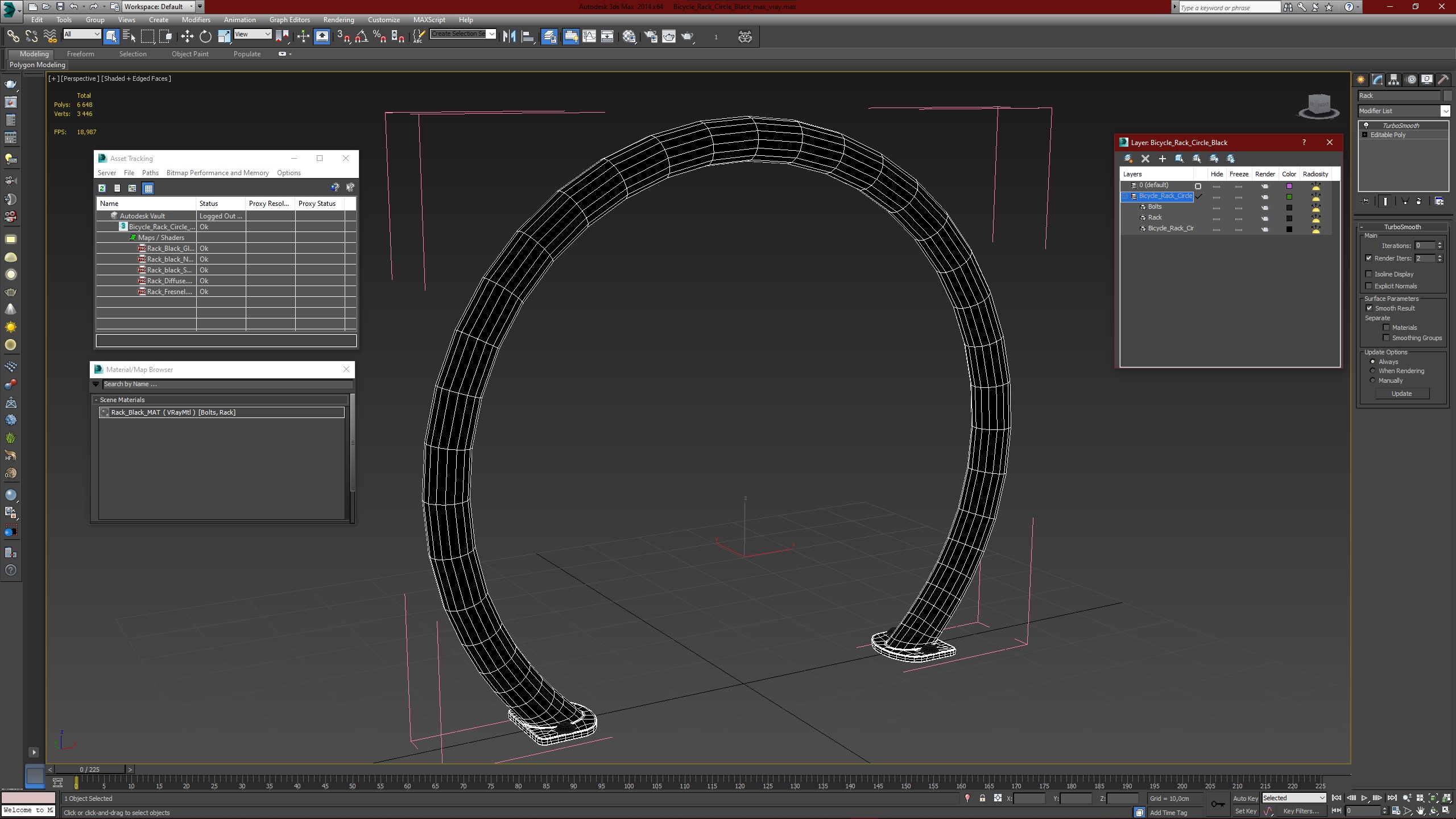 3D model Bicycle Rack Circle Black