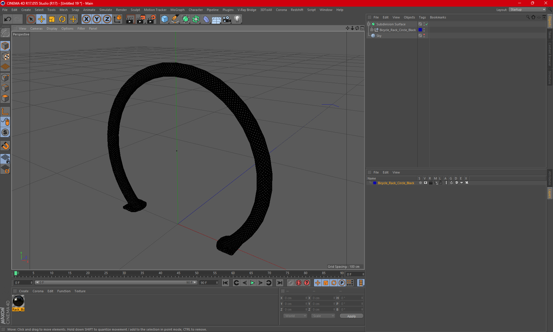 3D model Bicycle Rack Circle Black